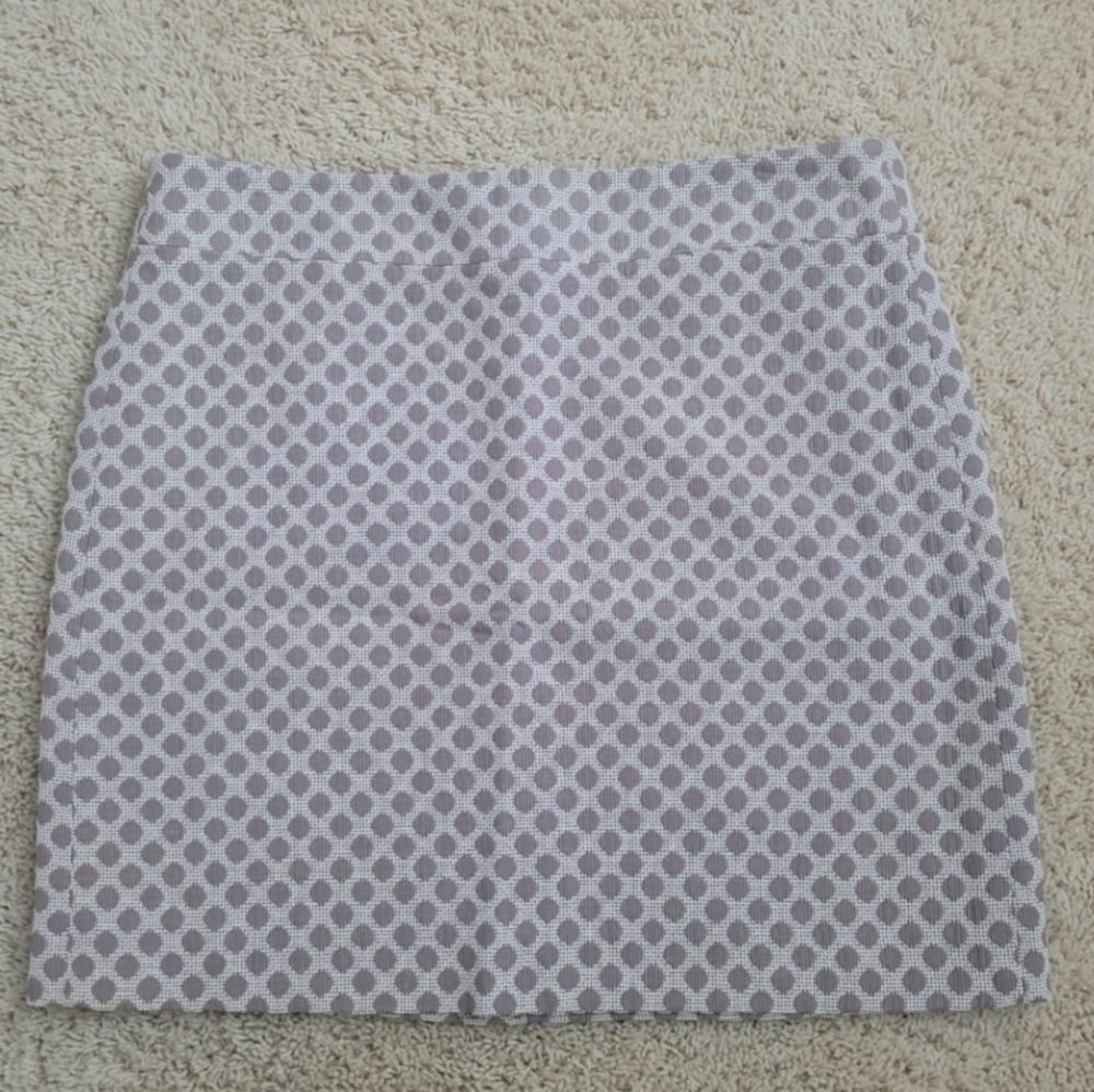 LOFT Petites 8P Polka Dot Mini Skirt Tan Brown Cream Lined Academia Preppy